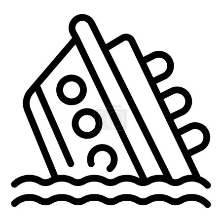 Illustration for Wreck ocean ship icon outline vector. Cruise disaster. Oceanic coverage - Royalty Free Image