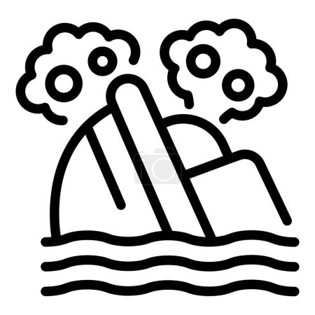 Illustration for Big ship disaster icon outline vector. Cruise wreck. Ocean insurance - Royalty Free Image