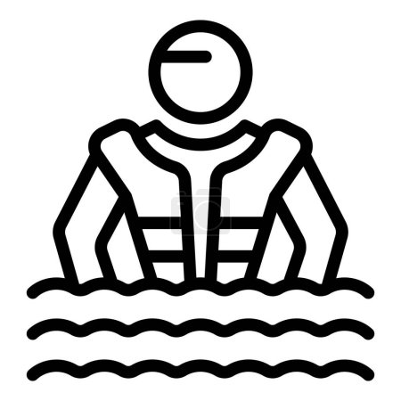 Illustration for Save person in ocean icon outline vector. Ocean wreck. Pirate sinking - Royalty Free Image