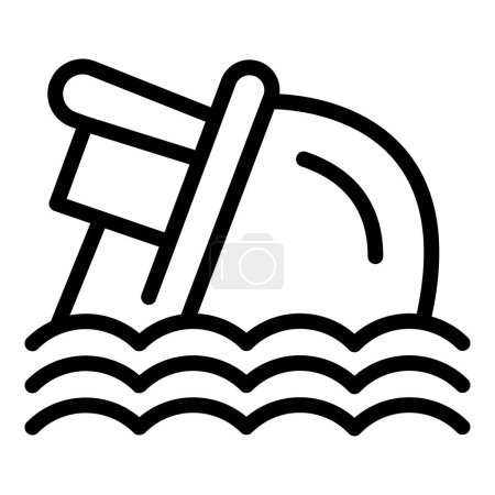 Illustration for Ocean ship wreck icon outline vector. Maritime disaster. Sunk insurance - Royalty Free Image