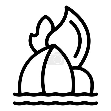 Illustration for Burning ship marine icon outline vector. Vessel disaster. Ship accident - Royalty Free Image