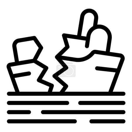 Illustration for Half ship wreck icon outline vector. Marine disaster. Collision vessel - Royalty Free Image