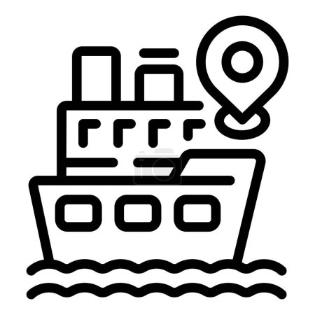 Illustration for Maritime wreck icon outline vector. Marine rock beach. Sea sinking - Royalty Free Image