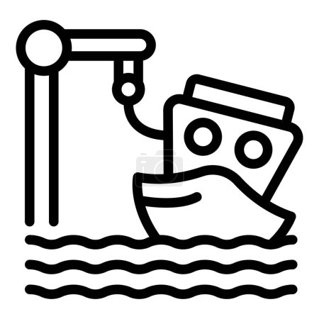 Illustration for Shipwreck icon outline vector. Marine sea insurance. Lifeboat wreck - Royalty Free Image