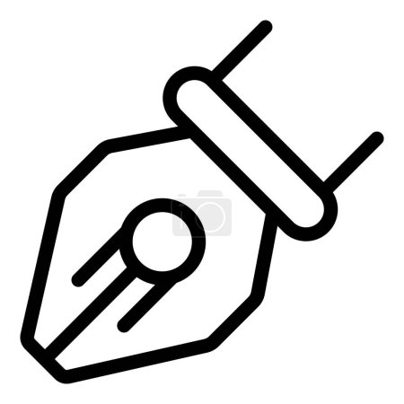 Illustration for Nib pen icon outline vector. Ink calligraphy pencil. Drafting feather applicator - Royalty Free Image