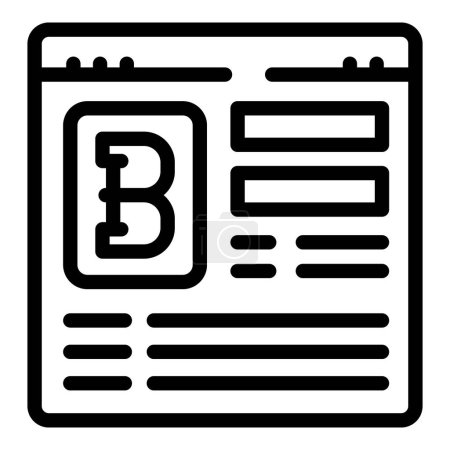 Illustration for Bitcoin icon outline vector. Digital money wallet. Blockchain currency platform - Royalty Free Image