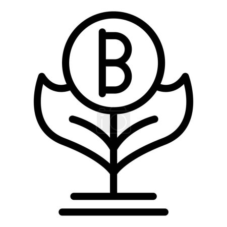 Illustration for Bitcoin capital gain icon outline vector. Digital monetary profit. Trading market earnings - Royalty Free Image