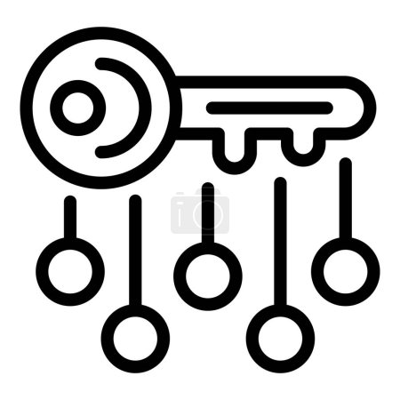 Ilustración de Cartera digital icono clave contorno vector. Seguridad criptográfica. Transacción monetaria electrónica - Imagen libre de derechos