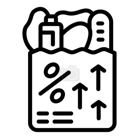 Grocery price growth icon outline vector. Food crisis dilemma. Hunger disaster problem