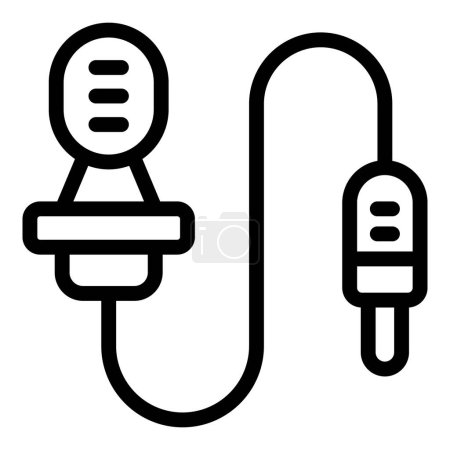 Illustration for Lavalier microphone icon outline vector. Reporter equipment. Interview broadcasting system - Royalty Free Image