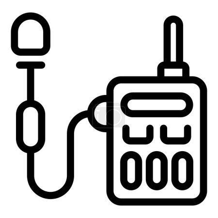 Illustration for Hands free microphone icon outline vector. Speaker lavalier mic. Broadcasting sound device - Royalty Free Image