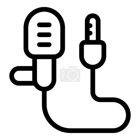 Illustration for Miniature microphone icon outline vector. Lavalier collar mic. Sound lapel microphone device - Royalty Free Image