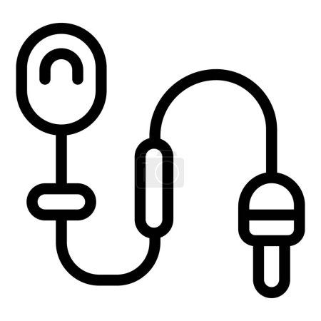 Illustration for Digital lavalier microphone icon outline vector. Speaker sound recording. Wired broadcasting mic - Royalty Free Image
