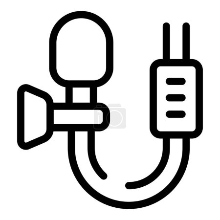 Illustration for Technical lapel microphone icon outline vector. Digital lavalier mic. Recording sound device - Royalty Free Image