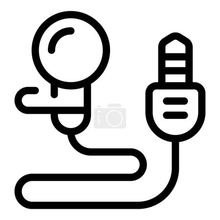 Illustration for Professional lapel microphone icon outline vector. Broadcasting sound system. Tiny recording speaker device - Royalty Free Image