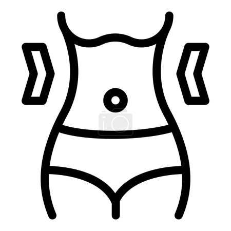 Cuerpo perdido icono de peso contorno vector. Plan de pérdida de peso fitness. Alimentación régimen dietético