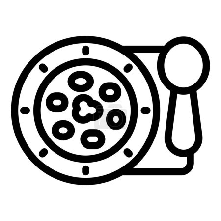 Téléchargez les illustrations : Soupe de la gastronomie ukrainienne icône contour vecteur. Bouillon traditionnel de betteraves. Recette de nourriture végétarienne - en licence libre de droit