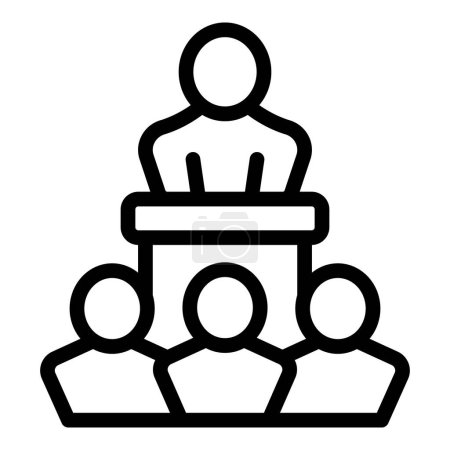Public speaking skill icon outline vector. Manager upskilling. Knowledge gain progress