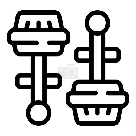 Anzug Manschettenknöpfe Symbol Umrissvektor. Ein Paar miteinander verbundene Stollen. Ärmelknöpfe