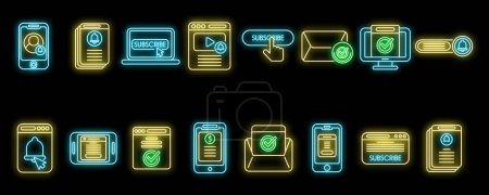 Illustration for Subscriotion icons set outline vector. Business membership. Model envelope neon isolated - Royalty Free Image