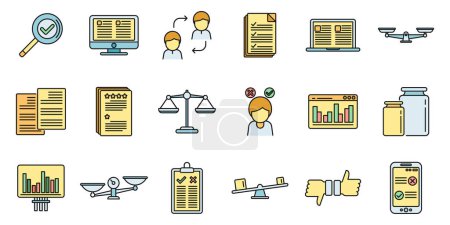 Illustration for Comparison icons set outline vector. Small big. Business influence color line isolated - Royalty Free Image