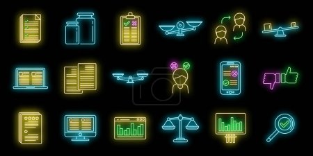 Illustration for Comparison icons set outline vector. Small big. Business influence neon isolated - Royalty Free Image