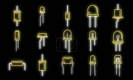 Diode icons set outline vector. Anode light. Led alarm neon isolated