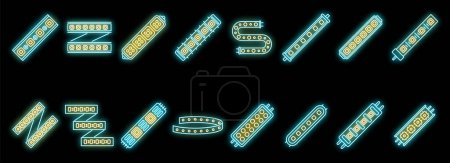 Illustration for Led strip lights icons set outline vector. Module led. Light bright stripe neon isolated - Royalty Free Image