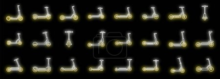 Electric scooter icons set outline vector. City bike. People electric scooter neon isolated