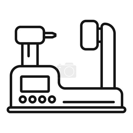 Ilustración de Industria taladro máquina icono contorno vector. Diseño de haz de computadora. Herramienta láser - Imagen libre de derechos