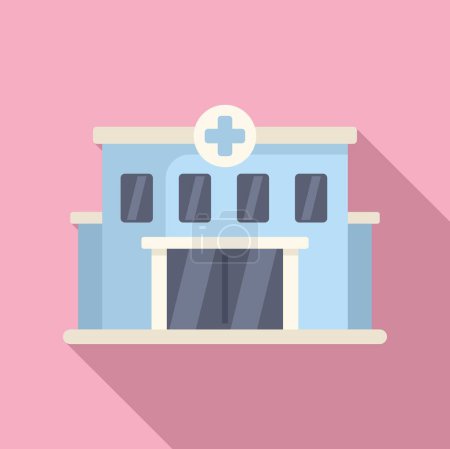 Illustration for Emergency clinic building icon flat vector. Well state center. Healthcare treatment - Royalty Free Image