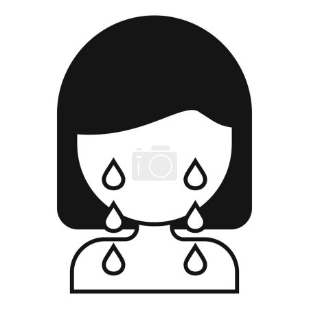 Female depression cry icon simple vector. Wife change. Poor pain aging