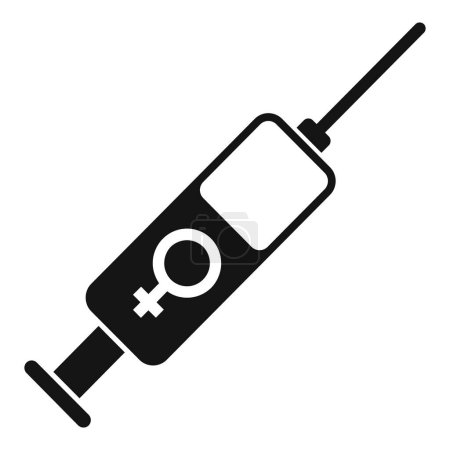 Téléchargez les illustrations : Icône d'injection de seringue féminine vecteur simple. Changement de dépression. Souche rigide à vie - en licence libre de droit