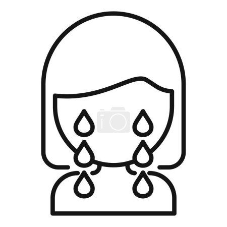 Female depression cry icon outline vector. Wife change. Poor pain aging