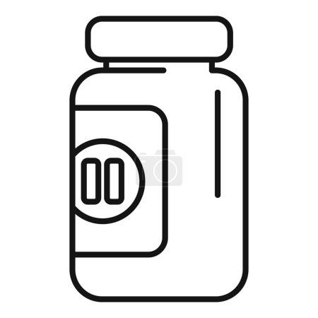 Téléchargez les illustrations : Ménopause pilules bouteille icône contour vecteur. Femme vieillissante. Cycle d'âge féminin - en licence libre de droit