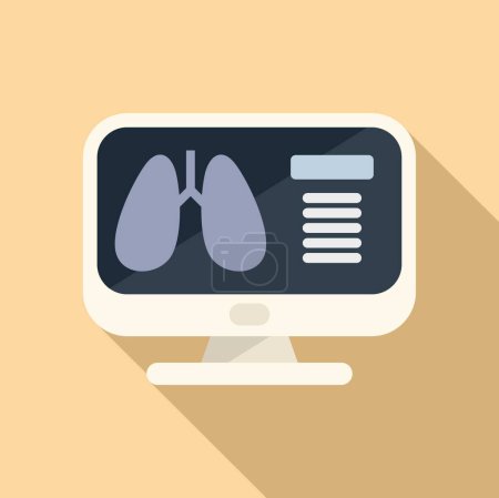 Illustration for Lungs image examination icon flat vector. Scan room. Person health care - Royalty Free Image