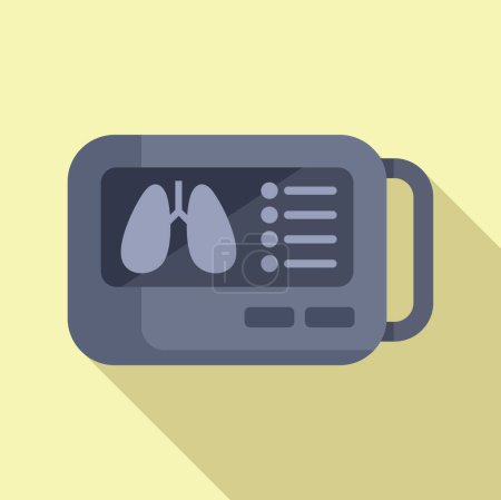 Téléchargez les illustrations : Vecteur plat d'icône de machine d'image de rayon X. Examen des poumons. Soins cliniques santé - en licence libre de droit