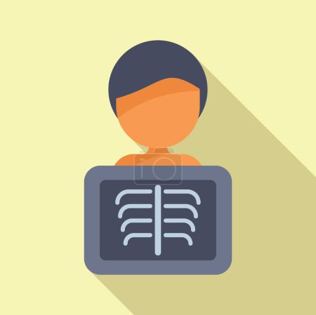 Illustration for Care health body icon flat vector. Xray person image. Chest bone imaging - Royalty Free Image