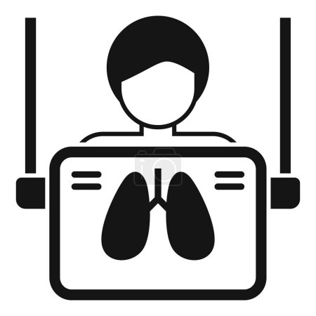 Téléchargez les illustrations : Examen des poumons icône de la personne vecteur simple. Client de l'hôpital. anatomie de la personne humaine - en licence libre de droit