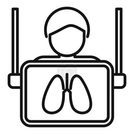 Téléchargez les illustrations : Examen des poumons icône de la personne contour vecteur. Client de l'hôpital. anatomie de la personne humaine - en licence libre de droit
