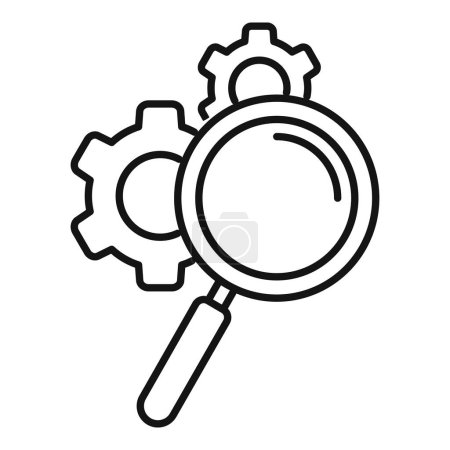Cog system search icon outline vector. Phone specification. Cooperation machine