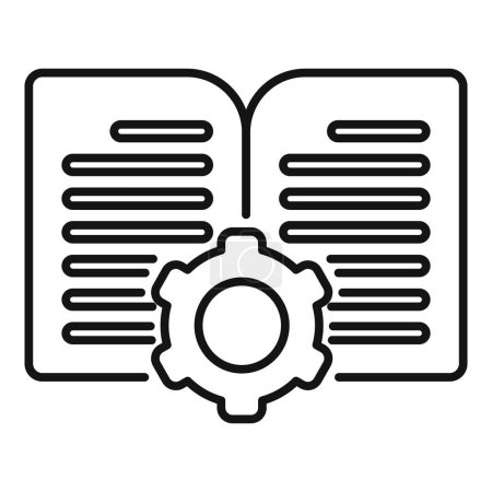 Gear book touch icon outline vector. Overview technical. Battery mobile sim