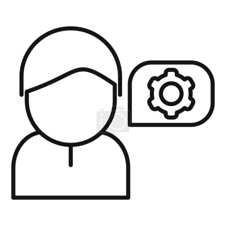 Man technical overview icon outline vector. Data boost. Function dark cog