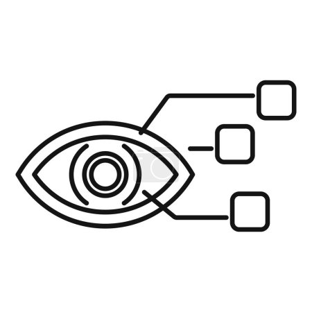 Téléchargez les illustrations : Eye tech aperçu icône contour vecteur. Solitaire en panne. Coopération fonctionnelle - en licence libre de droit