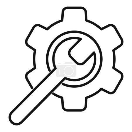 Cog key power source icon outline vector. Specification module. Power boost