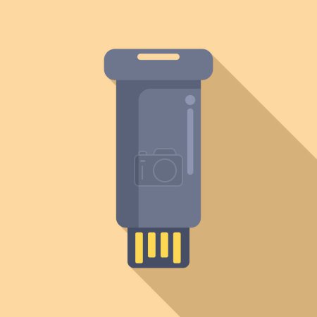 USB-Flash-Speichersymbol flacher Vektor. Maschinenmikrogröße. Datenbankserver