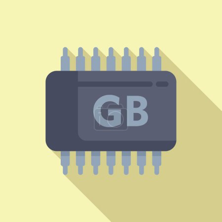 Gb schéma de produit icône vecteur plat. Micro puce numérique. Équipement de taille