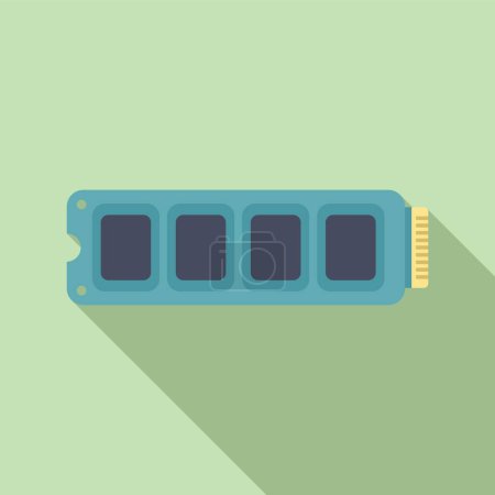 Illustration for Fast ssd memory board icon flat vector. Archive usb. State disk device - Royalty Free Image