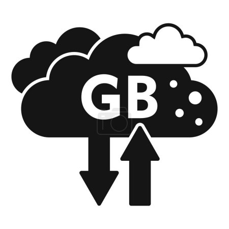 Cloud Big Data Symbol einfacher Vektor. Byte in Wolkengröße. Solide Shutter-Hardware