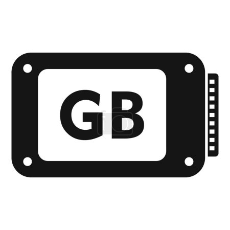 GB Speicherfokus Symbol einfacher Vektor. Staatliches Backup ssd. Device disk sd